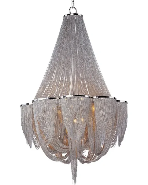 Onde Iron Chandelier, 27" in polished chrome