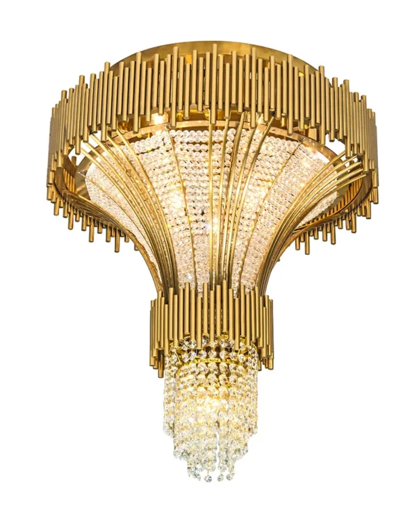 Orbite Crystal 10-Light Chandelier, 24" × 28" H in gold