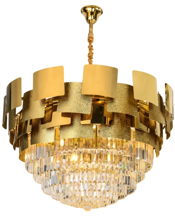 Orbite Crystal 12-Light Chandelier, 31" × 20" H in gold