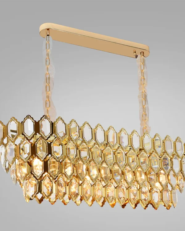 Orion Linear Crystal Chandelier, 12" in gold