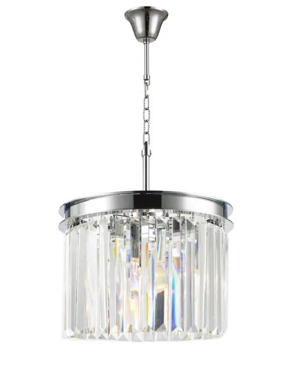 Prisme Crystal Chandelier, 12" in polished chrome