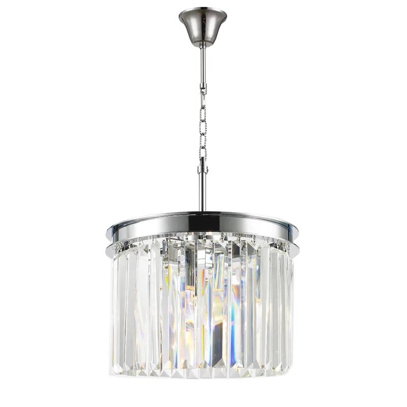 Prisme Crystal Chandelier, 12" in polished chrome