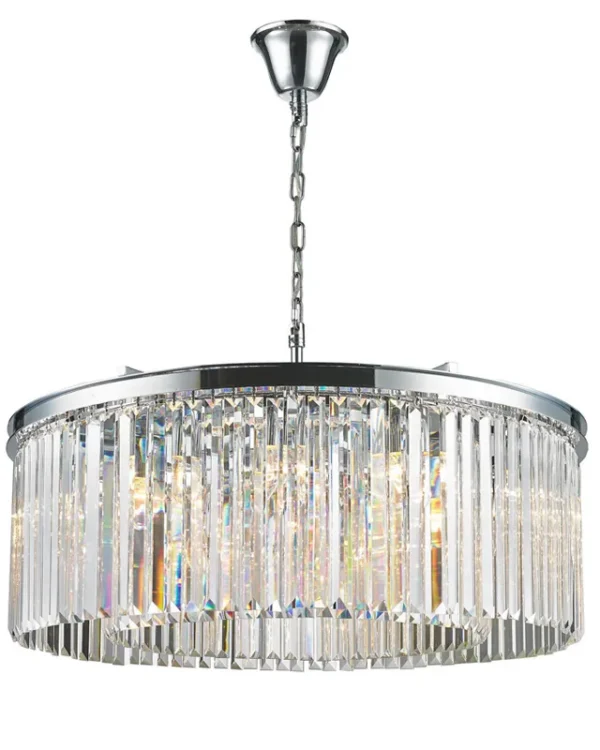 Prisme Crystal Chandelier, 31" in polished chrome