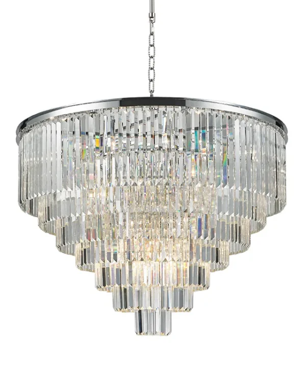 Prisme Seven-Tier Crystal Chandelier, 39" in polished chrome