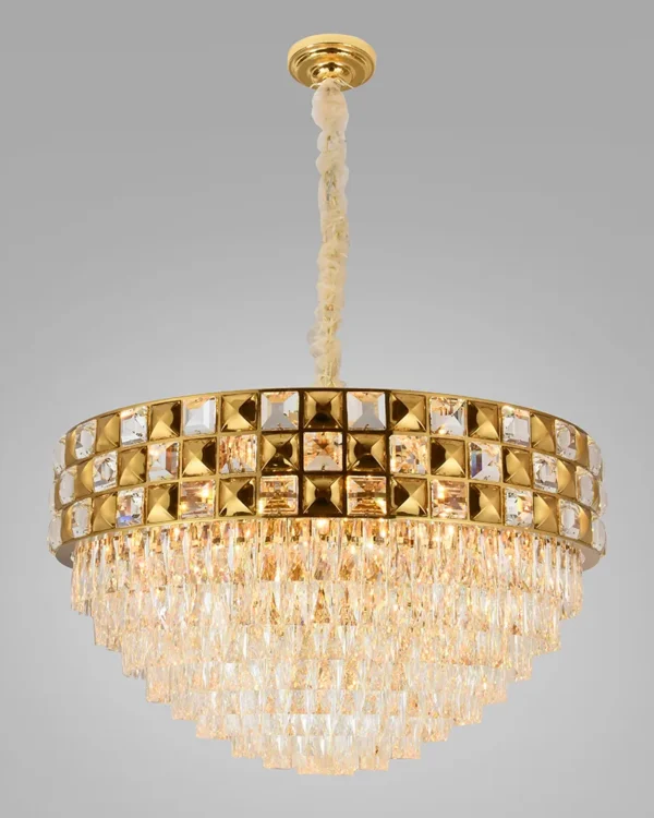 Pulse Crystal 29-Light Chandelier, 31" in gold
