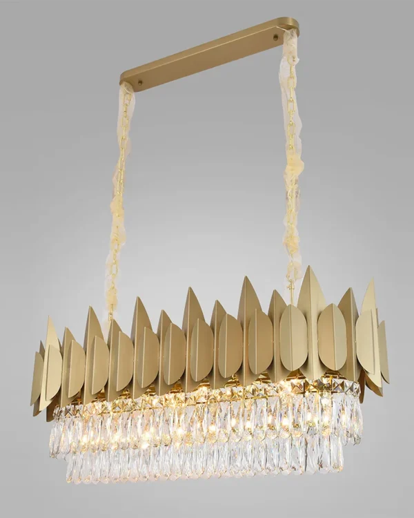 Sirius Linear Crystal Chandelier, 14" in champagne gold