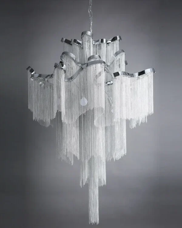 Sirius Cascade Iron Chandelier, 35" in polished chrome