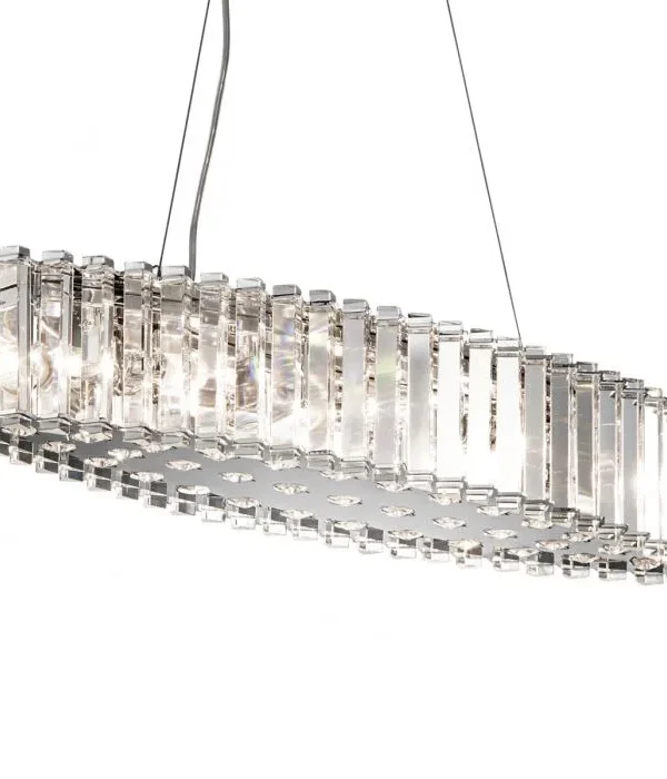 Sphère Linear Crystal Chandelier, 7" in polished chrome