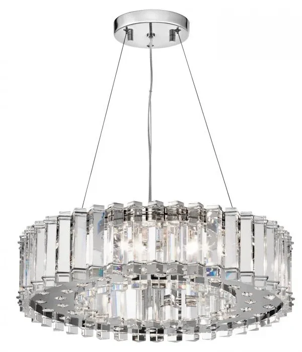 Sphère Round Crystal Chandelier, 21" in polished chrome