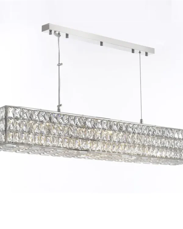 Spirale Linear Crystal Chandelier, 7" in polished chrome