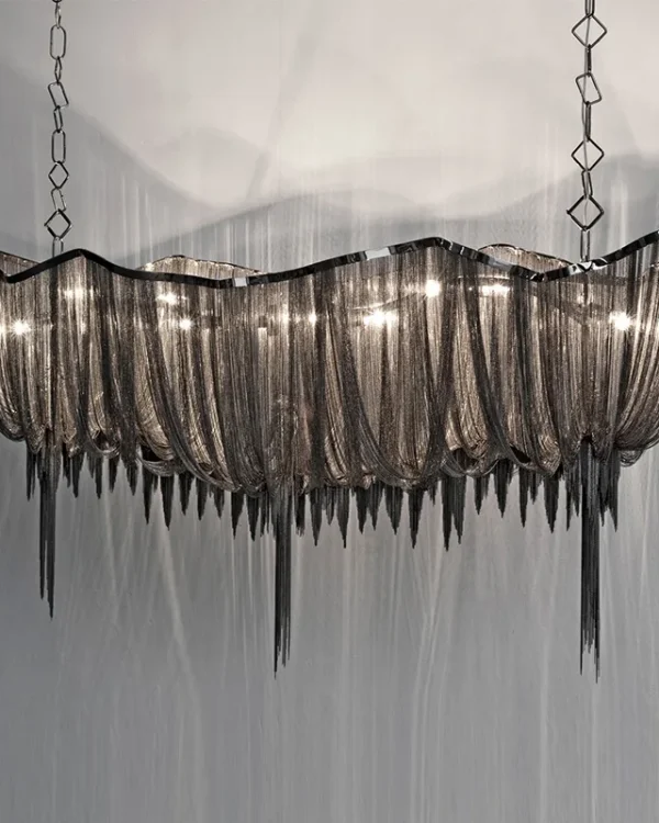 Spirale Iron Chandelier, 12" in black