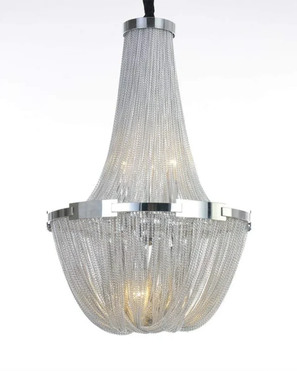 Spirale Iron Chandelier, 16" in polished chrome
