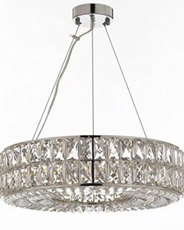 Spirale Ring Crystal Chandelier, 20" in polished chrome