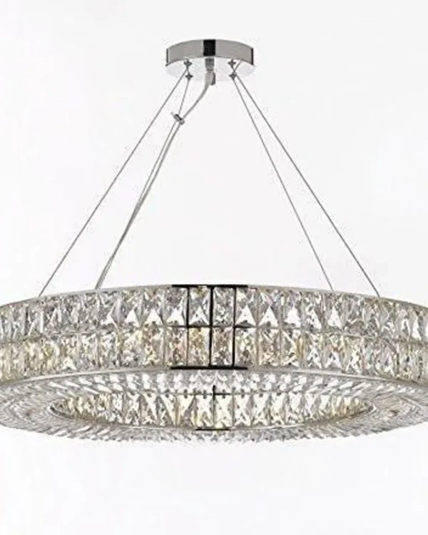 Spirale Ring Crystal Chandelier, 40" in polished chrome