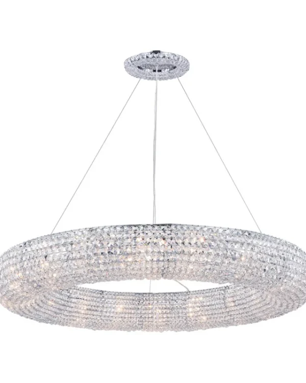 Spirale Ring Crystal Chandelier, 41" in polished chrome