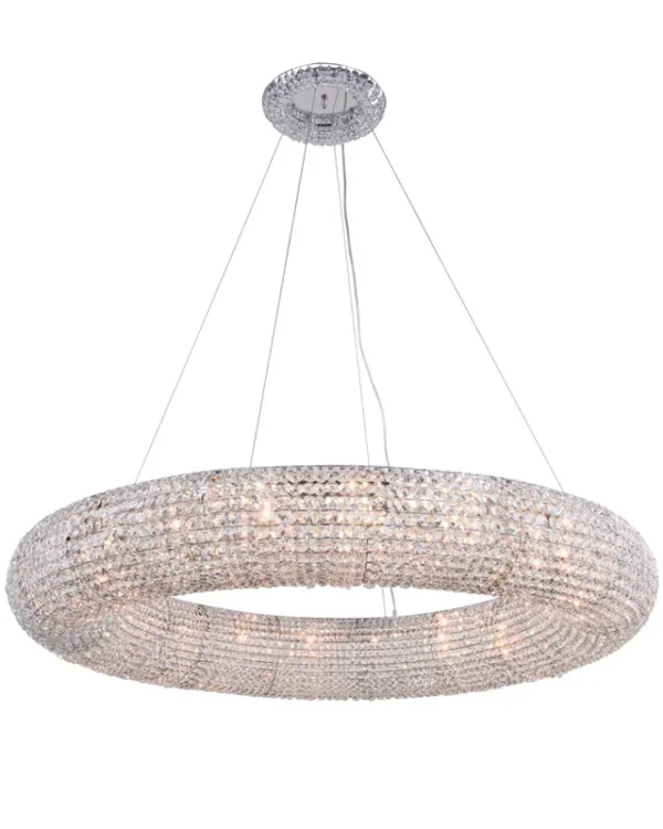 Spirale Ring Crystal Chandelier, 52" in polished chrome