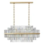 Stella Linear Crystal Chandelier, 16" in antique brass