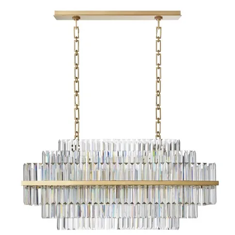 Stella Linear Crystal Chandelier, 16" in antique brass