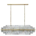 Stella Linear Crystal Chandelier, 18" in antique brass