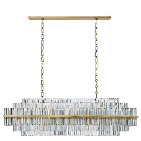Stella Linear Crystal Chandelier, 18" in antique brass