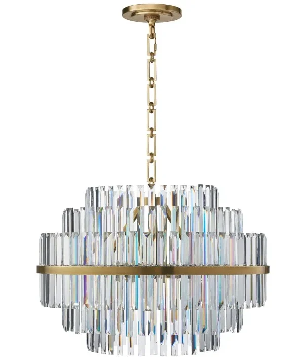 Stella Crystal Chandelier, 22" in antique brass