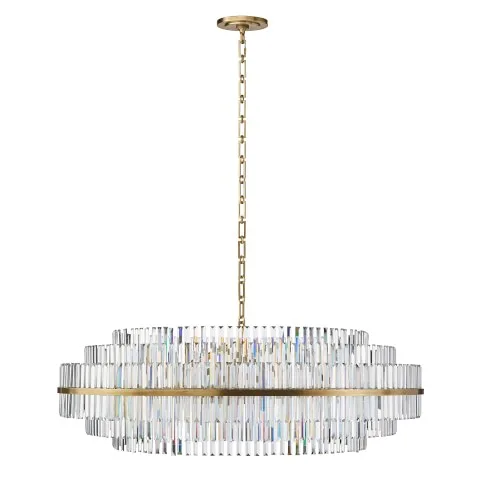 Stella Crystal Chandelier, 48" in antique brass