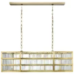 Vega Linear Crystal Chandelier, 16" in antique brass