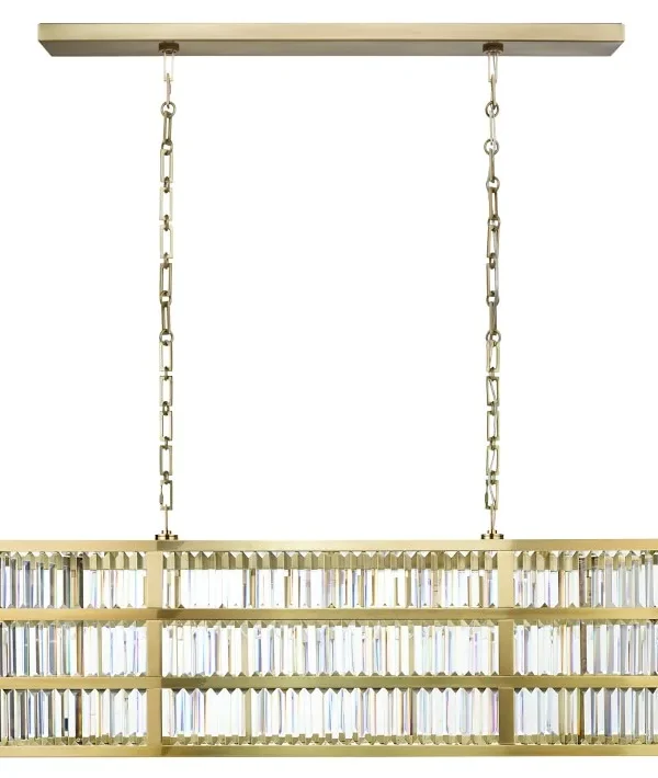 Vega Linear Crystal Chandelier, 16" in antique brass