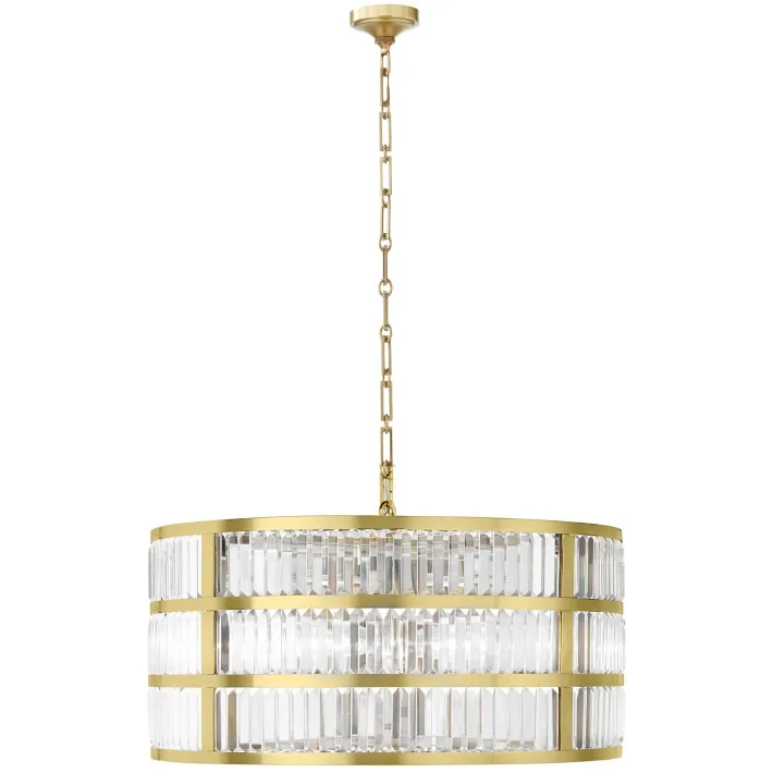 Vega Crystal Chandelier, 28" in antique brass