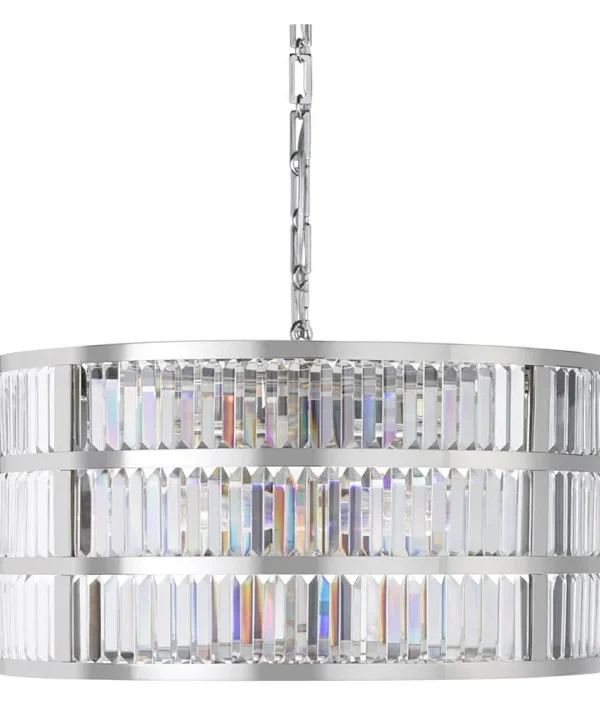 Vega Crystal Chandelier, 38" in polished nickel