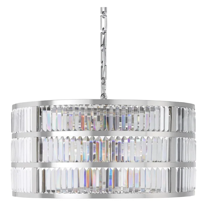 Vega Crystal Chandelier, 38" in polished nickel