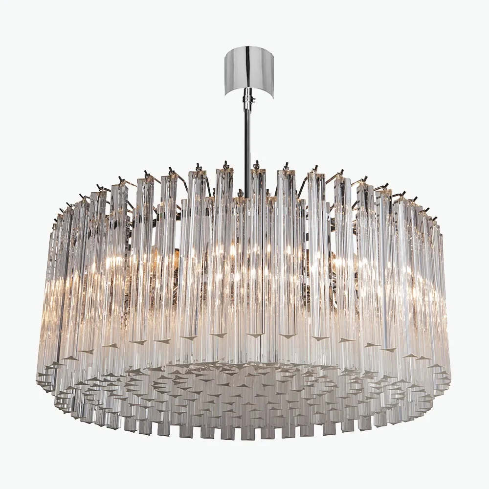 Anémone Glass 6-Light Chandelier II, 24" × 13" H in Polished Chrome in polished chrome
