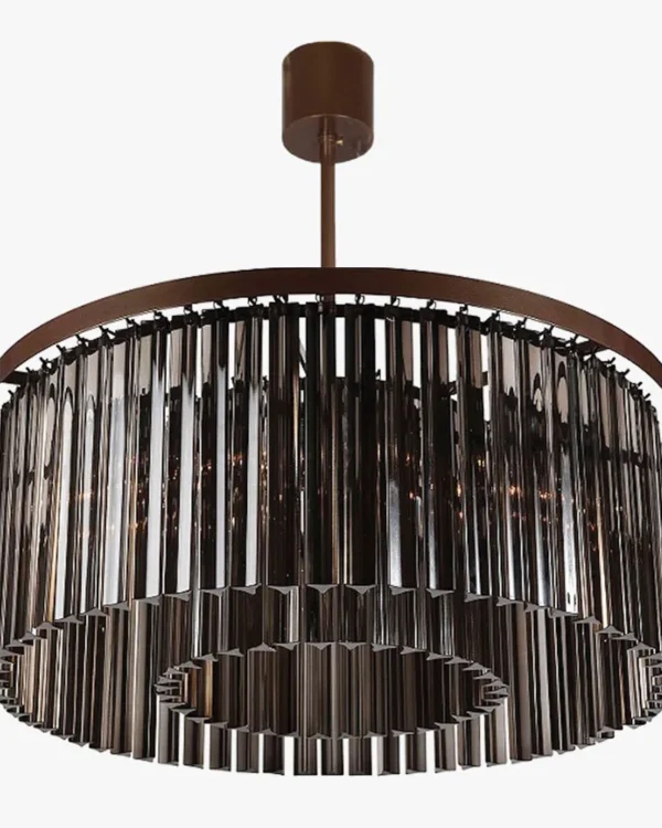 Anémone Glass 9-Light Chandelier, 24" in bronze