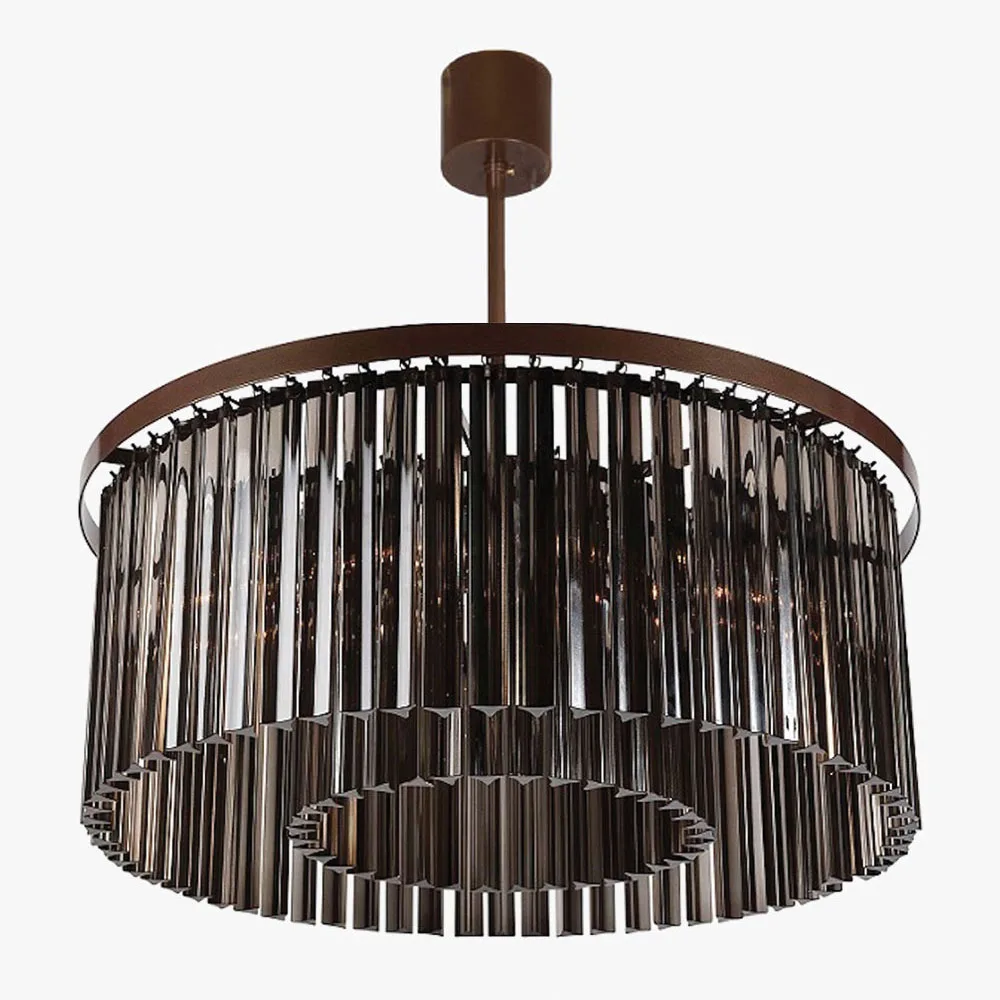 Anémone Glass 9-Light Chandelier, 24" in bronze