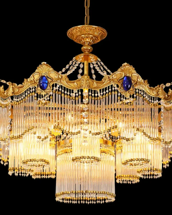 Calanque Glass Chandelier, 33" in antique brass