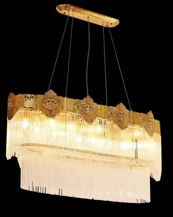 Lagune Two-Tier Glass Chandelier, 14" in antique brass