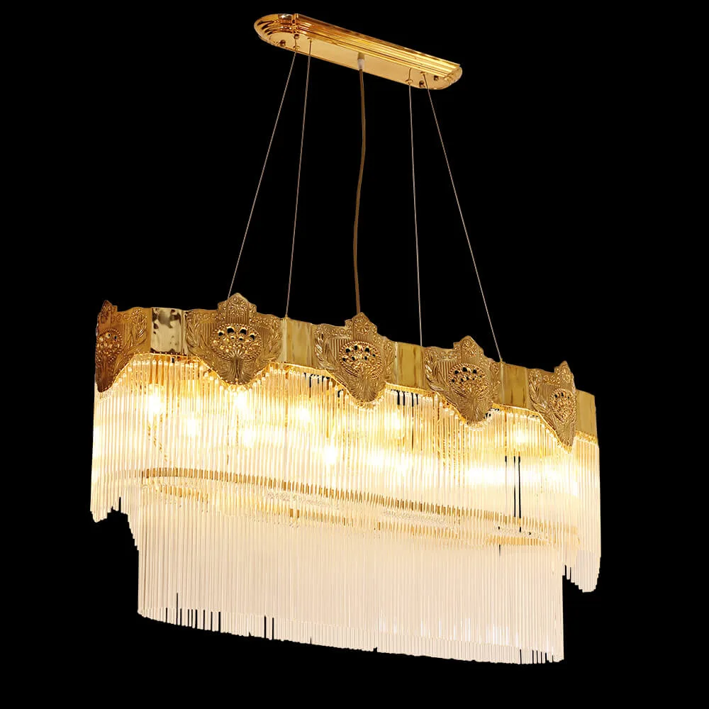 Lagune Two-Tier Glass Chandelier, 14" in antique brass