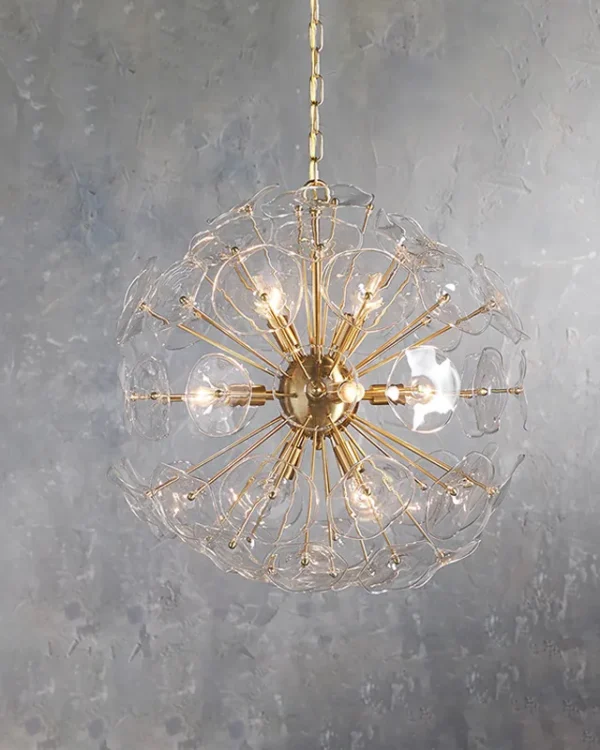 Laiton Globe Glass Chandelier, 8-Light in brass