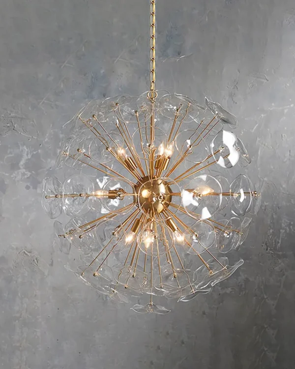 Laiton Globe Glass Chandelier, 10-Light in brass