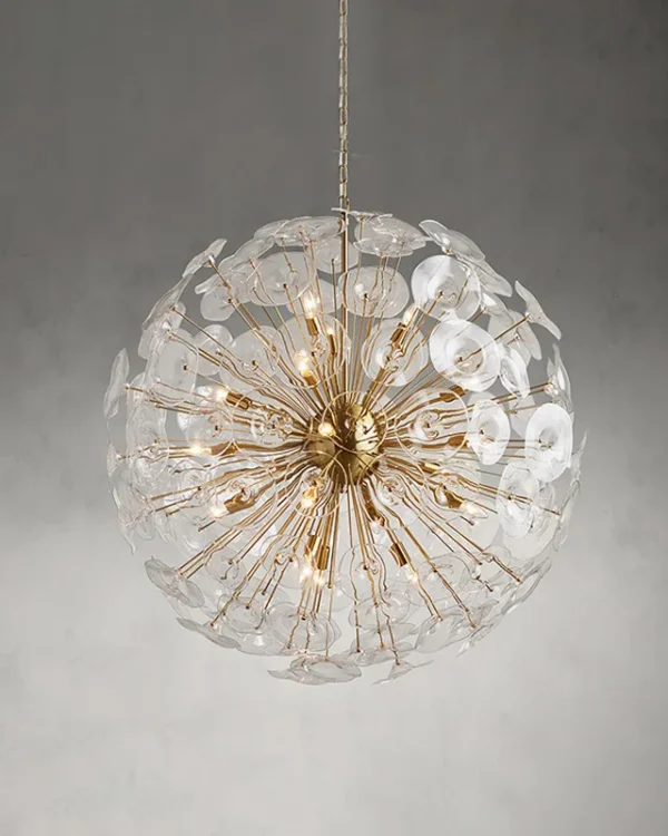 Laiton Globe Glass Chandelier, 19-Light in brass
