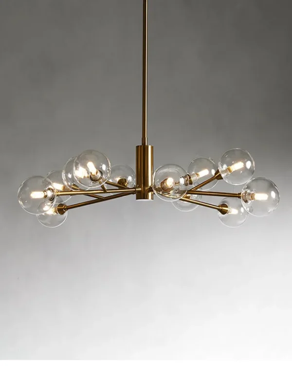 Laiton Round Glass Chandelier II, 12-Light in Brass in brass