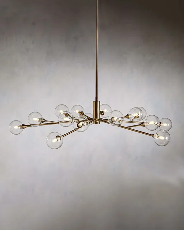 Laiton Round Glass Chandelier, 15-Light in brass