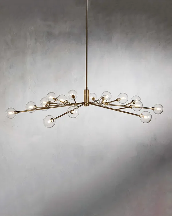 Laiton Round Glass Chandelier, 18-Light in brass
