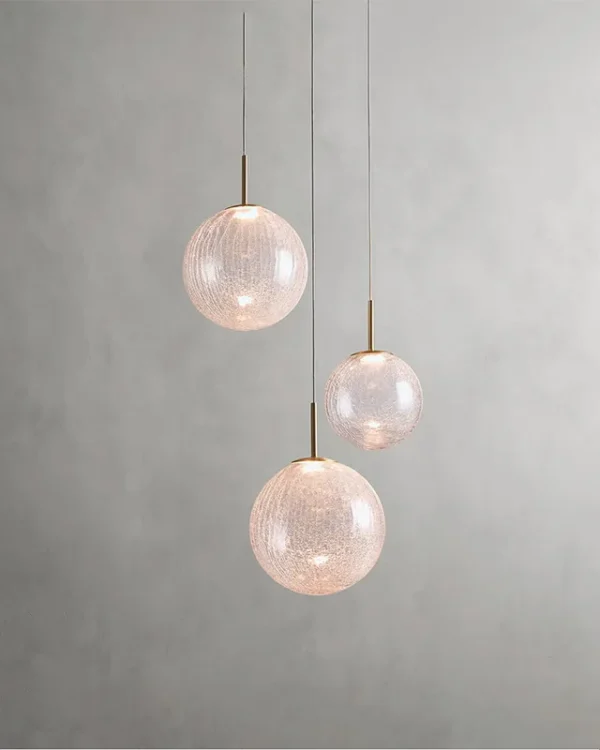 Laiton Glass Chandelier, 3-Light in satin brass