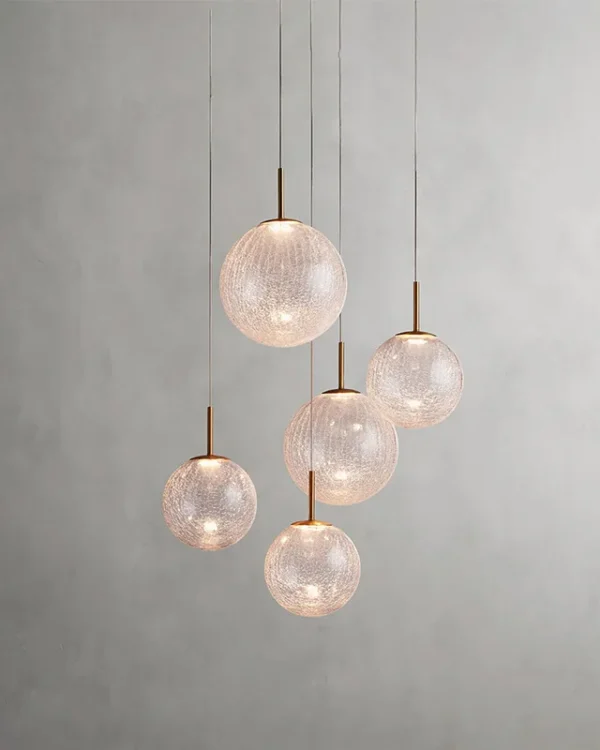 Laiton Glass Chandelier II, 5-Light in Satin Brass in satin brass