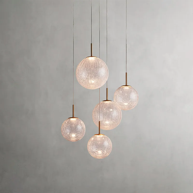 Laiton Glass Chandelier II, 5-Light in Satin Brass in satin brass