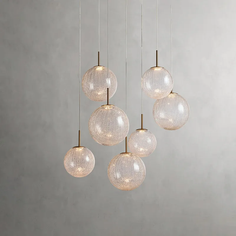 Laiton Glass Chandelier II, 7-Light in Satin Brass in satin brass