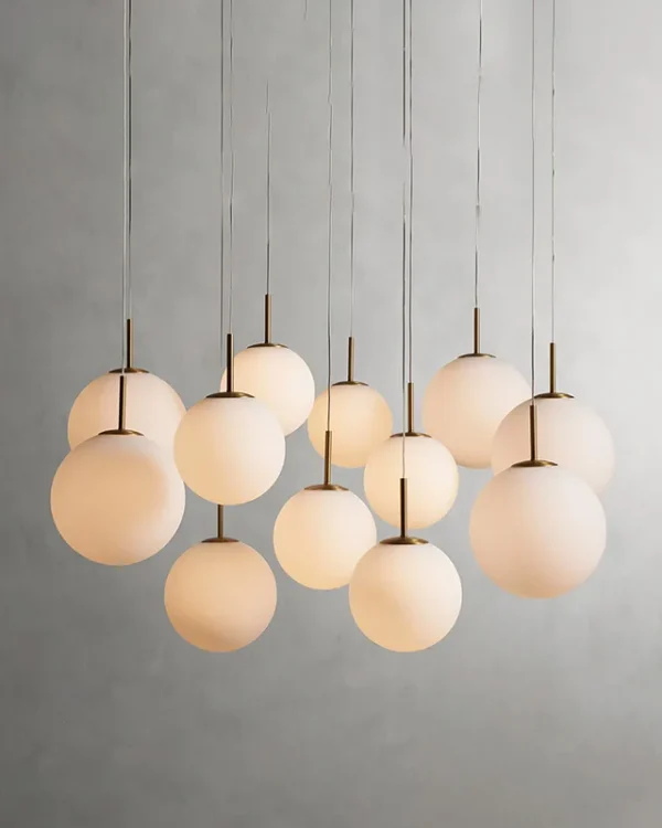 Laiton Glass Chandelier, 12-Light in Satin Brass in satin brass