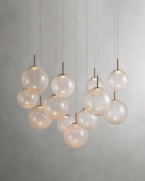 Laiton Glass Chandelier II, 12-Light in Satin Brass in satin brass