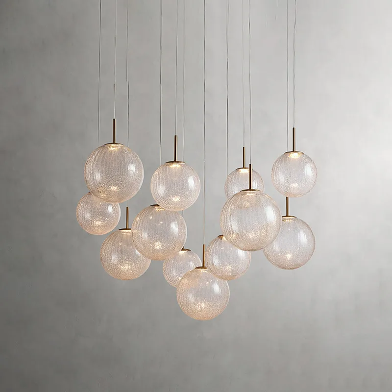 Laiton Glass Chandelier II, 12-Light in Satin Brass in satin brass